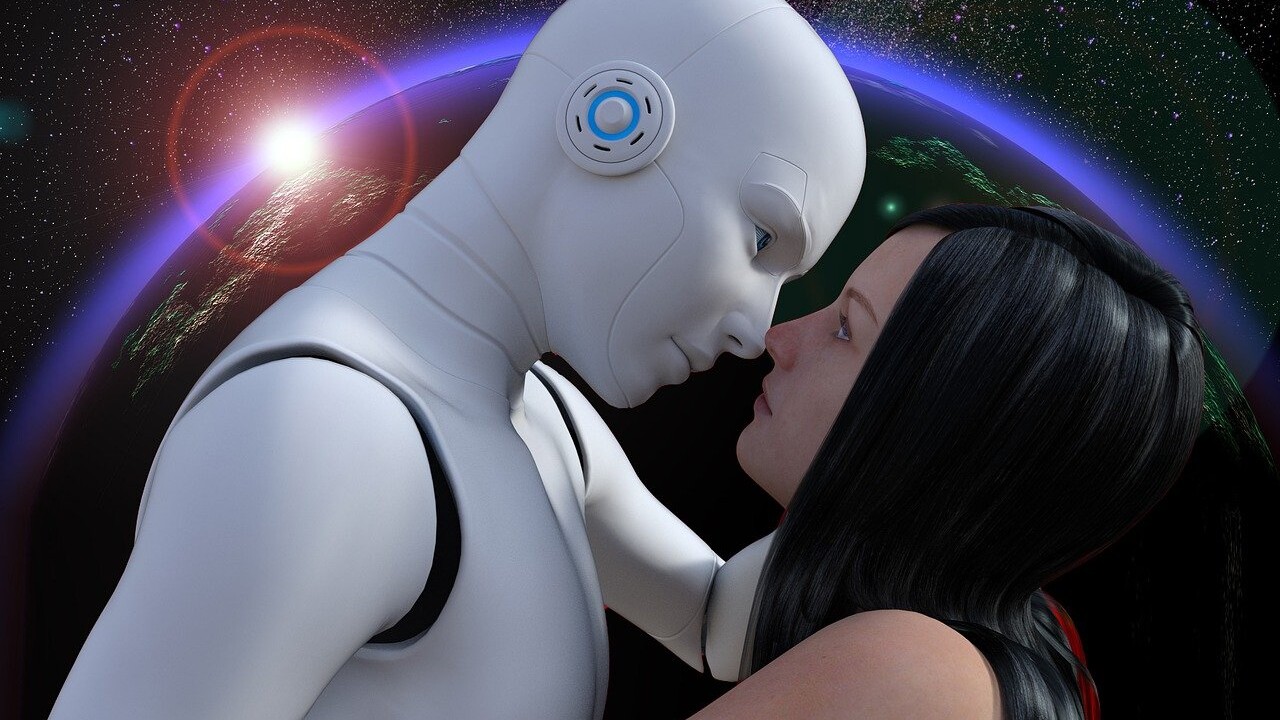 Person looking emotionally at a digital interface, symbolizing emotional attachment to AI and loneliness.